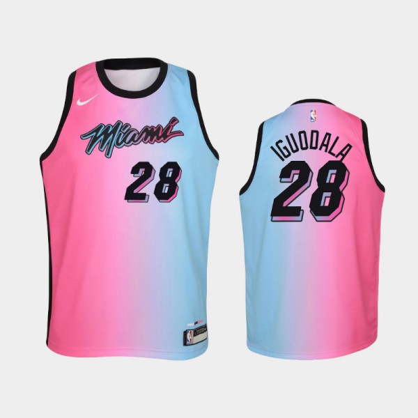 Andre Iguodala Miami Heat #28 Youth City 2020-21 Jersey - Pink Blue