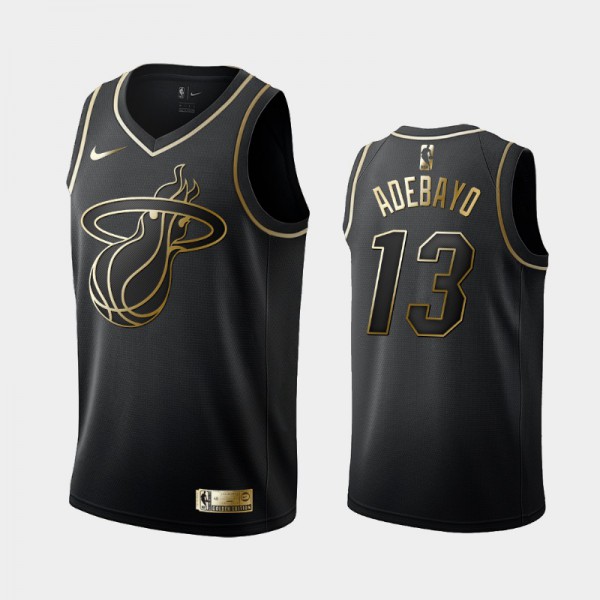 Bam Adebayo Miami Heat #13 Men's Golden Edition Golden Logo Jersey - Black