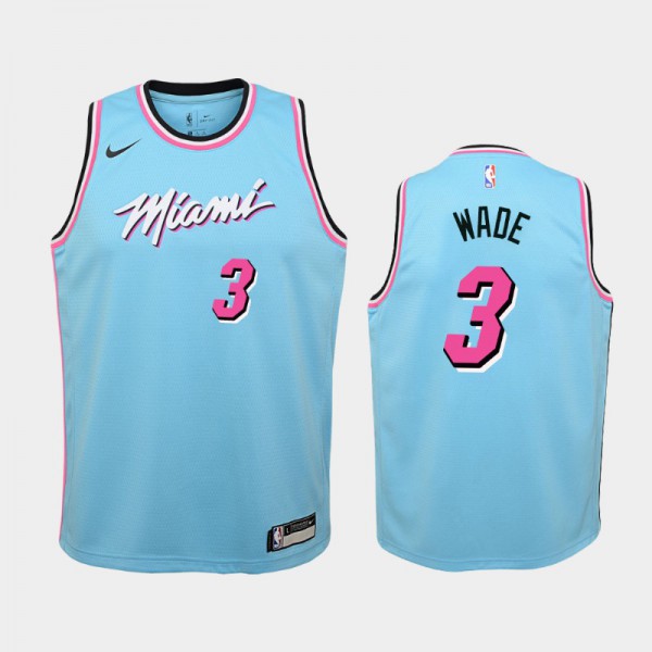 Dwyane Wade Miami Heat #3 Youth City 2019-20 ViceWave Jersey - Blue