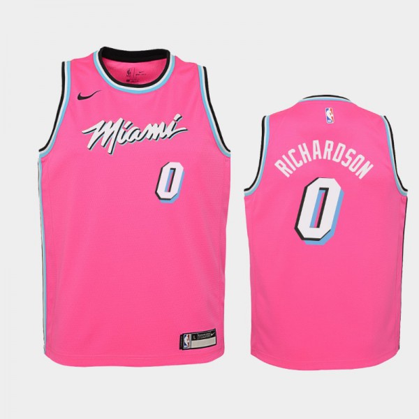 Josh Richardson Miami Heat #0 Youth Earned 2018-19 Jersey - Pink