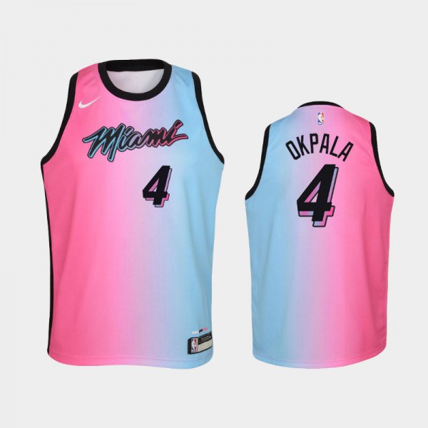 KZ Okpala Miami Heat #4 Youth City 2020-21 Jersey - Pink Blue