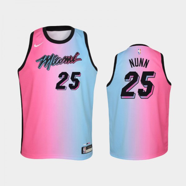 Kendrick Nunn Miami Heat #25 Youth City 2020-21 Jersey - Pink Blue