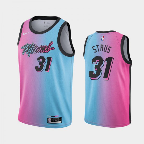 Max Strus Miami Heat #31 Men's City 2020-21 Jersey - Pink Blue