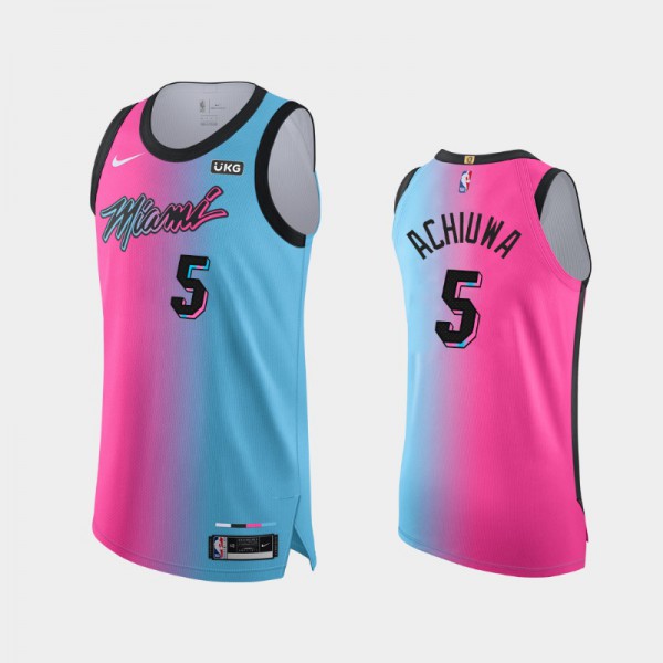 Precious Achiuwa Miami Heat #5 Men's City Men 2020-21 Viceversa Authentic Edition Jersey - Blue Pink